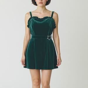 Johnny Wujek for JCPenney Green Velvet Star Belt Dress Juniors XL NWT